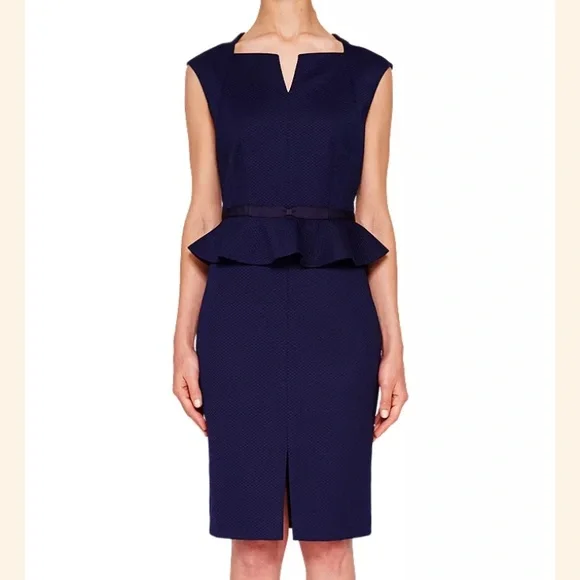 Ted baker navy peplum best sale dress